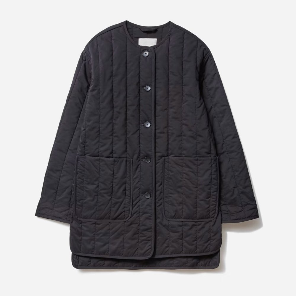 Everlane The Cotton Quilted Jacket Size Small Black